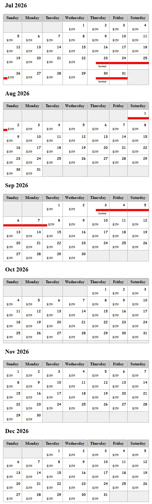 Toledo Bend Lake House availability calendar
